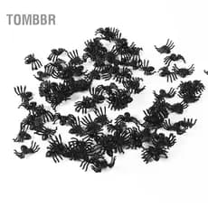 tombbr 50 peças 2 cm pequenos brinquedos de aranha falsa de plástico preto aranhas decorativas de Halloween para piadas