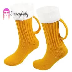 beautymakeup Caneca De Cerveja 3D Meias De Malha Unissex Acolchoadas Quentes De Meia Panturrilha Inverno Macio Engraçado