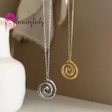 beautymakeup Metal Oco Espiral Pingente Colar Para Mulheres Homens Punk Cavicle Corrente Jóias Novo