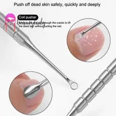 beautymakeup Removedor De Cutícula De Aço Inoxidável De Duas Cabeças , Empurrador De Unhas , Limpo , Pele Morta , Círcul