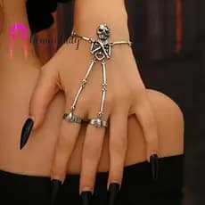 beautymakeup Esqueleto Mão Pulseira Halloween Jóias Decoração Mãos Para Mulheres Homens Punk Goth Pulseiras Anéis Cospla