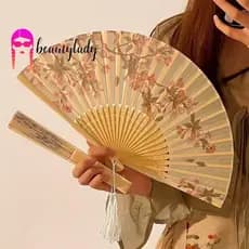 beautymakeup Ventilador Portátil Dobrável De Mão , Novo Estilo Chinês , Adereços De Dança , Leque Retrô , Mulher , Homen