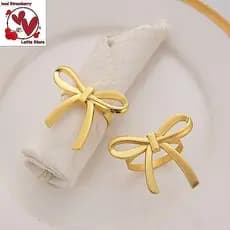Beautyus 4 Peças De Anel De Guardanapo Com Laço Dourado , Porta-Reutilizável , Adequado Para O Dia Dos Namorados , Festa