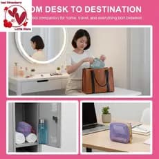 Beautyus Bolsa De Maquiagem De Malha Para Mulheres Armazenamento De Cosméticos Organizador Respirável Viagem Fácil De Li
