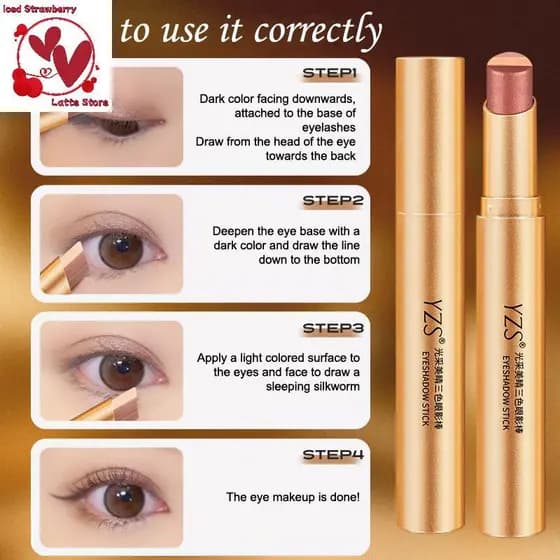 Beautyus Três Cores Gradiente Sombra Sti Glitter Destaque Caneta Maquiagem Dos Olhos À Prova Dwaterproof Água Duradoura