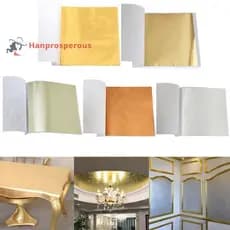 Hanprosperous > 100 Folhas De Folha De Ouro Dourada Artesanato Ferramenta De Decoração De Papel Bem