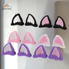 [Scarlett] Capacete De Motocicleta Decorações De Orelha De Gato Acessório Para Scooter Bicicleta Adesivo Moto Skate Cicl