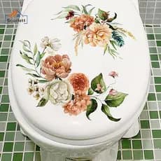 [Scarlett] Assento De Vaso Sanitário Com Flor De Borboleta , Decalques Autoadesivos Para Tampa , Faça Você Mesmo , Stier