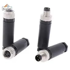 [Scarlett] 1Pc M8 Sensor Conector 3/4 Pinos Macho/Fêmea Plugue De Ângulo Reto [Preferencial]