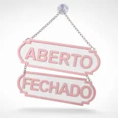 Placa Aberto Fechado  cor Rose Acrilico Com Ventosa Frente E Verso