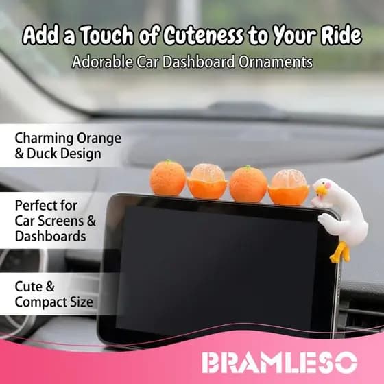 [Bramleso] Conjunto De 5 Peças De Decorações De Painel De Carro De Frutas , Estatuetas Resina Antiderrapante , Decoração