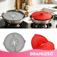 [Bramleso] Tela De Silicone Para Proteção Contra Respingos De Óleo Com Alça , Acessório Multiuso Frigideira E Panela