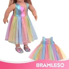 [Bramleso] MIni Vestido Sem Mangas Vestidos De Festa Moda Vestir Pano Para Boneca De 18 '
