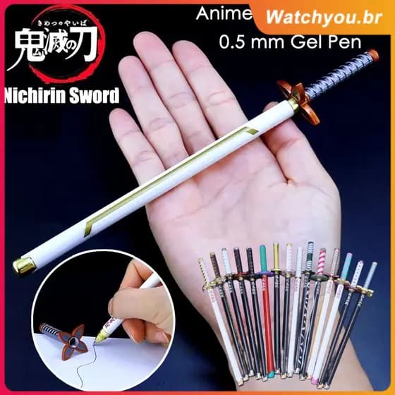 Caneta gel kamado tanjirou do mesmo tipo, 17 estilos, anime japonês, demon slayer, 0.5mm, recarga preta, adereço para cosplay, presente de estudante, oceano, br