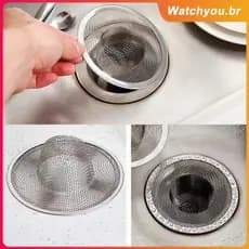 Ralo de pia de cozinha em aço inoxidável com malha prateada de 5/7/9/11 cm, filtro para restos de comida e ralo de