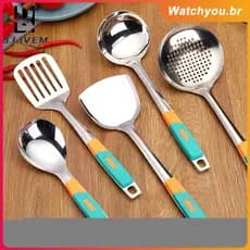 Espátula/coador de aço inoxidável grosso e não magnético, conjunto grande de utensílios de cozinha, coador,