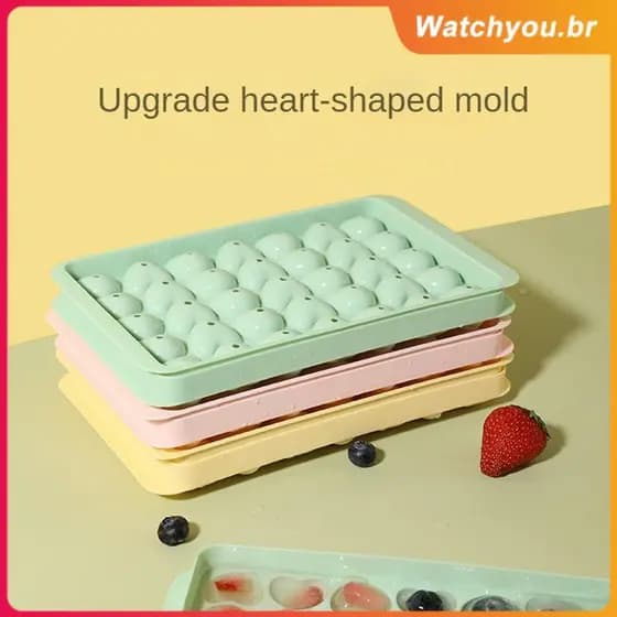 Forma de silicone para mini gelo em formato de coração com 35 cavidades, ideal para doces macios, gelatina de