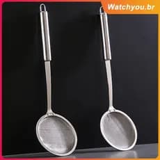 Coador de aço inoxidável com colher, acessório de cozinha, escorredor multiuso, colher para água de legumes,