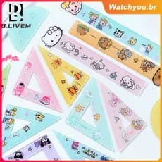 Conjunto de réguas acrílicas, conjunto de réguas Kawaii My Melody Hello Kitty, régua triangular de 15 cm com