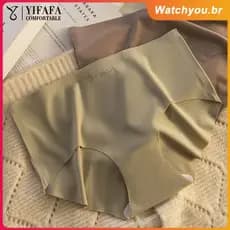 Calcinha de seda antibacteriana para ioga e fitness, sem costuras, cintura média, para meninas, Oceanic.BR
