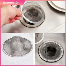 Ralo de pia de cozinha em aço inoxidável com malha prateada de 5/7/9/11 cm, filtro para restos de comida e ralo de