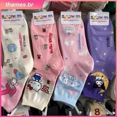 Meias kawaii de cano médio kuromi tone cinnamoroll Y2K Harajuku, meias de tubo quentes e casuais para esportes de