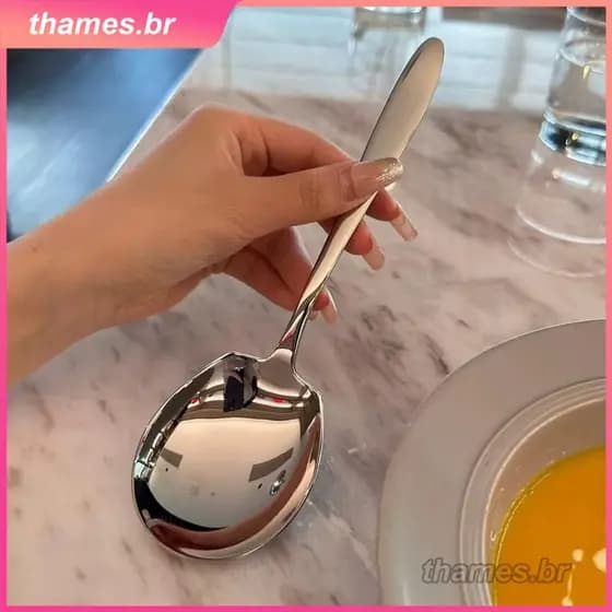 Colher grande de aço inoxidável para sopa, colher grande para buffet, utensílio de cozinha multiuso, utensílio de