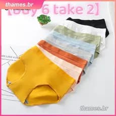 【Compre 6 e leve 2】Calcinhas de cintura média, clássicas, em tecido macio, lisas e simples, para mulheres. thames.br
