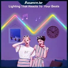 Luminária de parede LED inteligente com sincronização de música, Wi-Fi e Bluetooth, compatível com Alexa e Google
