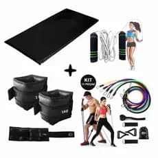Kit de 11 Peças + Colchonete Academia + Caneleira 2kg (Par) + Corda Crossfit