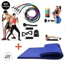 Treino Em Casa Colchonete + kit Extensor 11 Peças