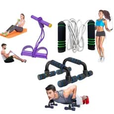 Barra De Apoio Flexão De Chão + Corda + Elástico Extensor De Pé Academia Casa Fitness