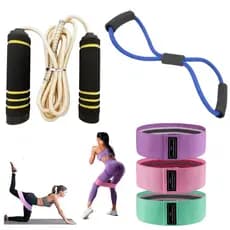 Kit Para Fazer Exercícios Fisioterapia E Alongamentos com Elásticos e Corda