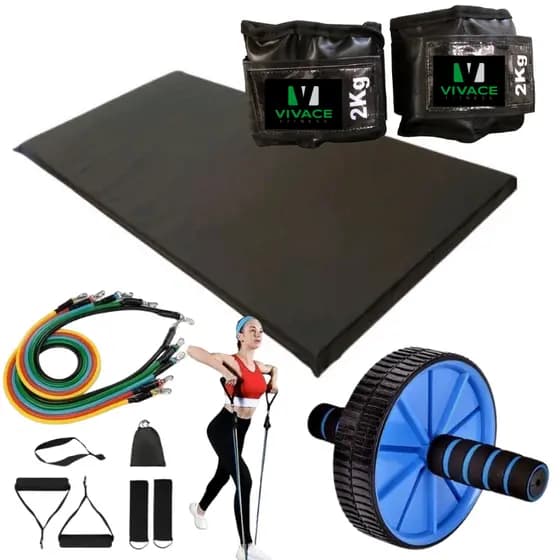 Kit Treino De Malhação Academia Em Casa - Kit C/4 Produtos Completo