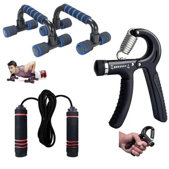 Hand Grip 5/60kg Ajustável Mola E Corda de Pular E Barra de Flexão De Braço
