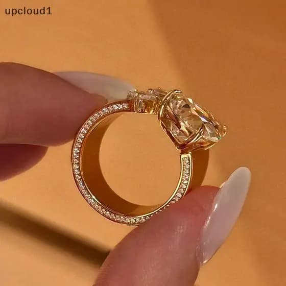 [upcloud1] Design De Inspiração Embutido Brilhante Dupla Cabeça Gota Anéis De Pedras Preciosas Para Mulheres Luxo High-E