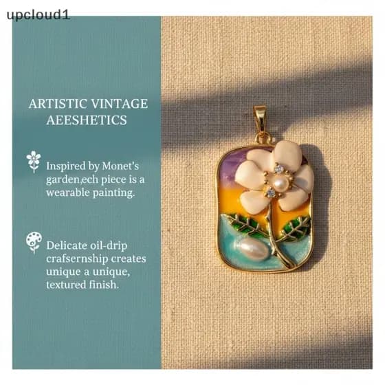 [upcloud1] Amuletos De Flores Em Vários Estilos Para Fazer Joias , Pingente De Gota De Óleo Banhado A Ouro De Latão , Ma