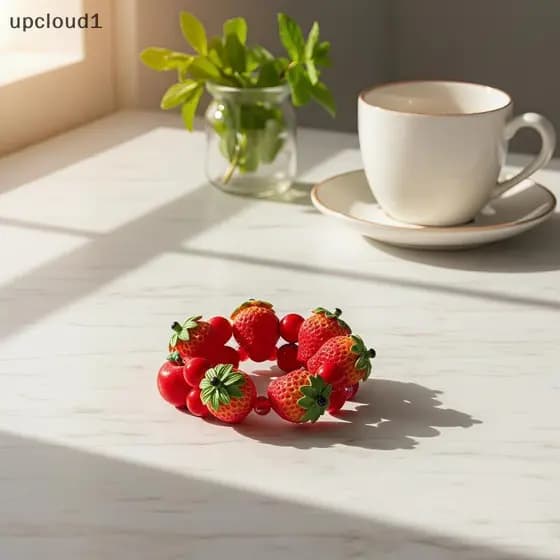 [upcloud1] Pulseira De Contas De Resina Simulação Frutas Vegetais Design Moderno Dopamina Joias Boêmias Para Meninas Ado