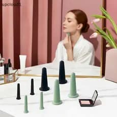 [upcloud1] Frascos De Massagem A Vácuo De Silicone Anti Ventosas Faciais Rosto Ne Lift Raspagem De Pele Guasha Rugas Bou