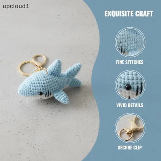 [upcloud1] Chaveiro De Crochê Fofo Série Oceano , Feito À Mão , Malha , Peixe Tropical , Criativo , Tubarão , Boneca , B