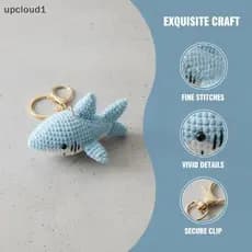 [upcloud1] Chaveiro De Crochê Fofo Série Oceano , Feito À Mão , Malha , Peixe Tropical , Criativo , Tubarão , Boneca , B
