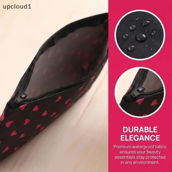 [upcloud1] Bolsa De Maquiagem Cosmética Em Formato De Coração , Armazenamento Portátil , Organizador De Higiene Pessoal