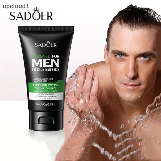 [upcloud1] SADOER Cool Limpador Facial Fragrância Refrescante Limpeza Profunda Hidratante Aperto De Poros Masculino Bout