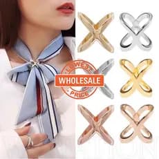Multi-Uso Fashion Cross Três Anel Fivela De Lenço De Cachecol/X Forma Clip De Metal