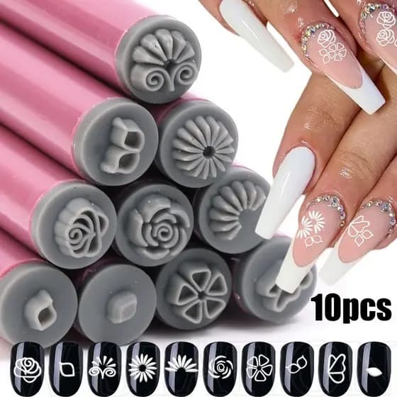 10 Pçs/Set Caneta Selo Nail Art-Carimbo De Unhas Com Padrão De Borboleta Floral-Ferramenta De Pintura-De Desenho Graffit