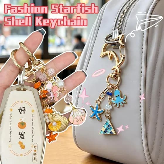 Enfeites Diários Personalizados Para Pendurar Sacos-Chaveiro Colorido De Concha De Estrela Do Mar De Praia De Verão De A