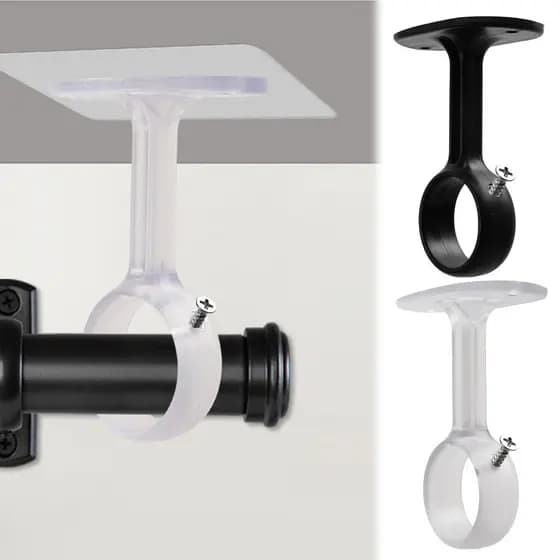 Suporte Para Haste De Cortina De Parede E Teto-Clipe Resistente Autoadesivo-Universal Ajustável Sem Perfuração Guarda-Ro