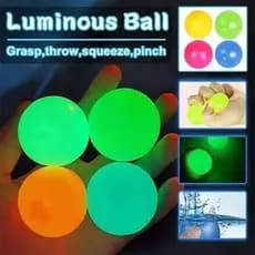 4.5/6CM Bolas De Teto Pegajosas Brilhantes Luminescentes Parede Alvo Bola Adulto Kids Outdoor Squash Squeeze Toy De Alívio De Estresse