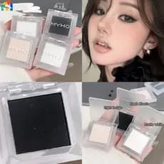 Paleta De Sombra Preta Fumada De Cor Única Natural Brilhante Matte White Light Beige Highlight Eyeshadow Powder