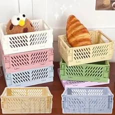 1-5 Unidades De Mini Cestas De Armazenamento Dobráveis De Mesa-Papelaria Para Pequenos Objetos , Roupas Íntimas , Organi